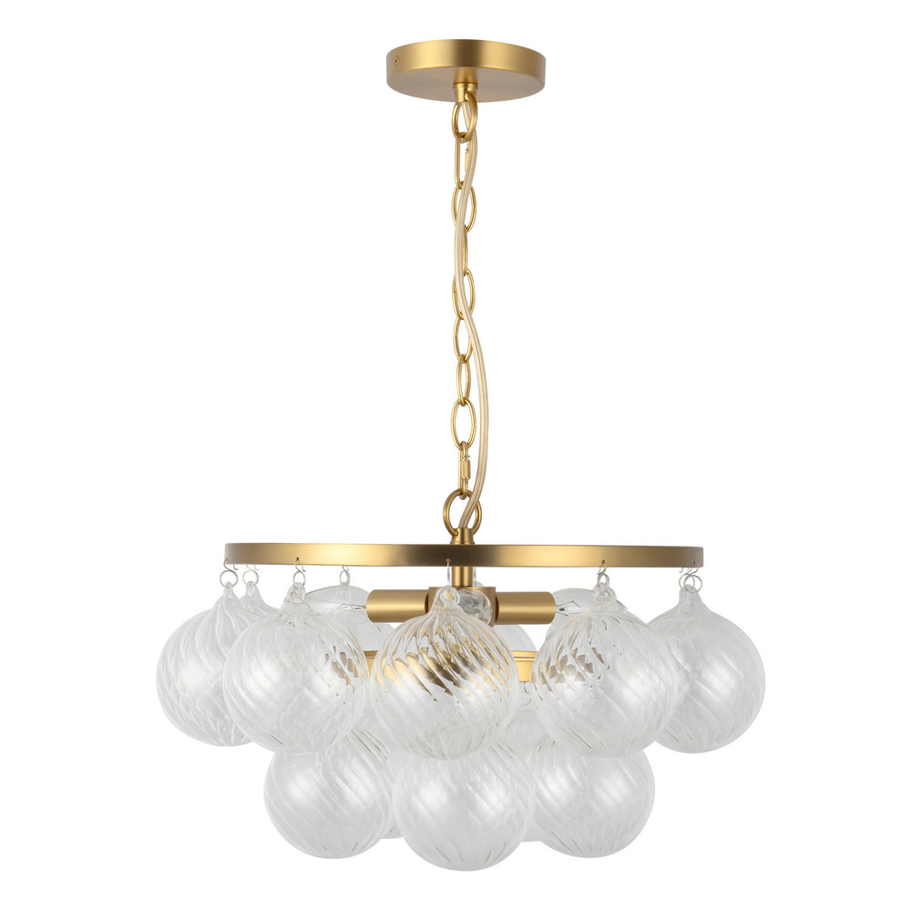 Alora Canada - CH654318BGRC - Three Light Chandelier - Faye - Brushed Gold/Clear Ribbed Glass