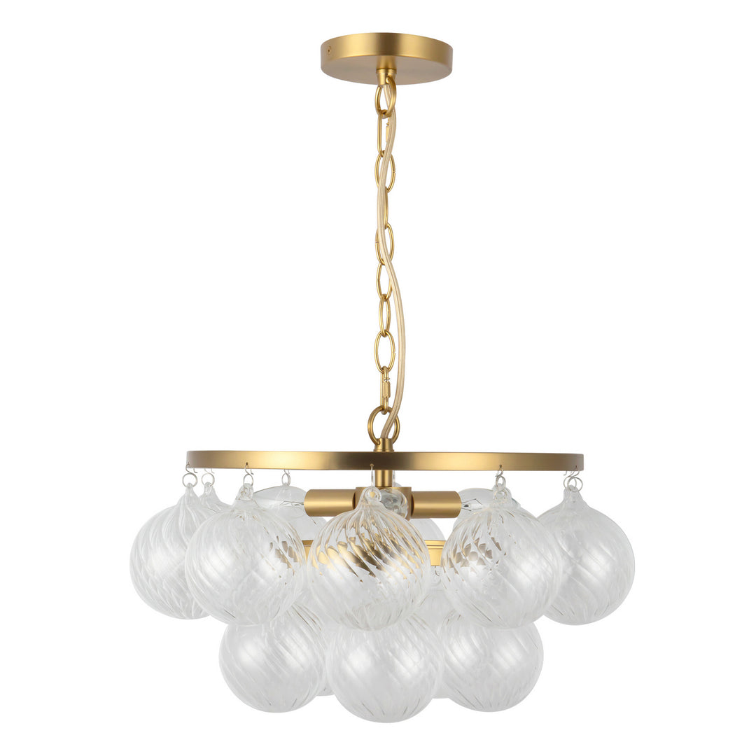 Alora Canada - CH654318BGRC - Three Light Chandelier - Faye - Brushed Gold/Clear Ribbed Glass