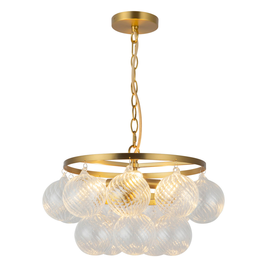 Alora Canada - CH654318BGRC - Three Light Chandelier - Faye - Brushed Gold/Clear Ribbed Glass