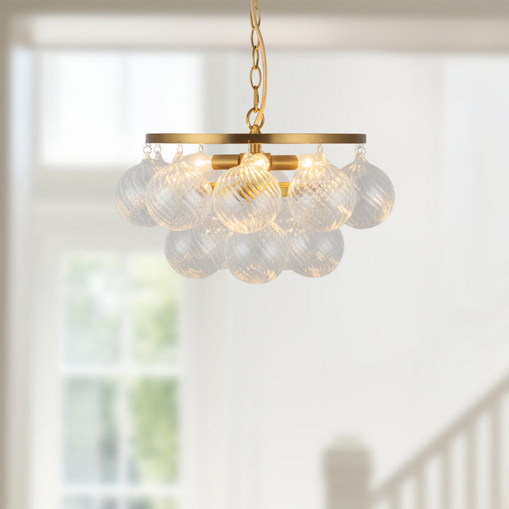 Alora Canada - CH654318BGRC - Three Light Chandelier - Faye - Brushed Gold/Clear Ribbed Glass