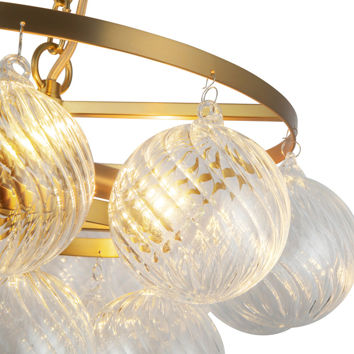 Alora Canada - CH654318BGRC - Three Light Chandelier - Faye - Brushed Gold/Clear Ribbed Glass