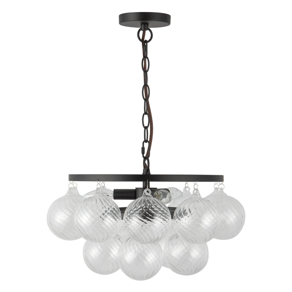 Alora Canada - CH654318MBRC - Three Light Chandelier - Faye - Matte Black/Clear Ribbed Glass