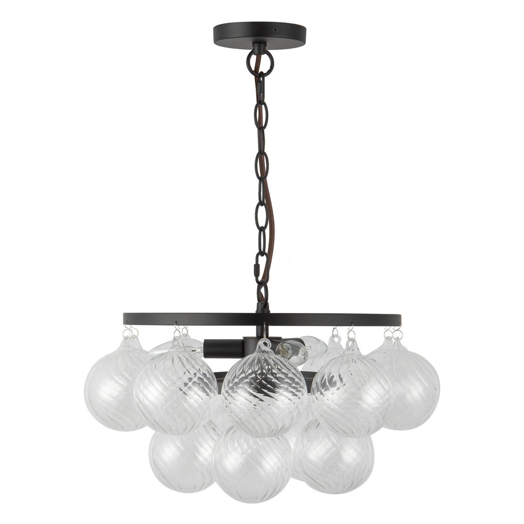 Alora Canada - CH654318MBRC - Three Light Chandelier - Faye - Matte Black/Clear Ribbed Glass