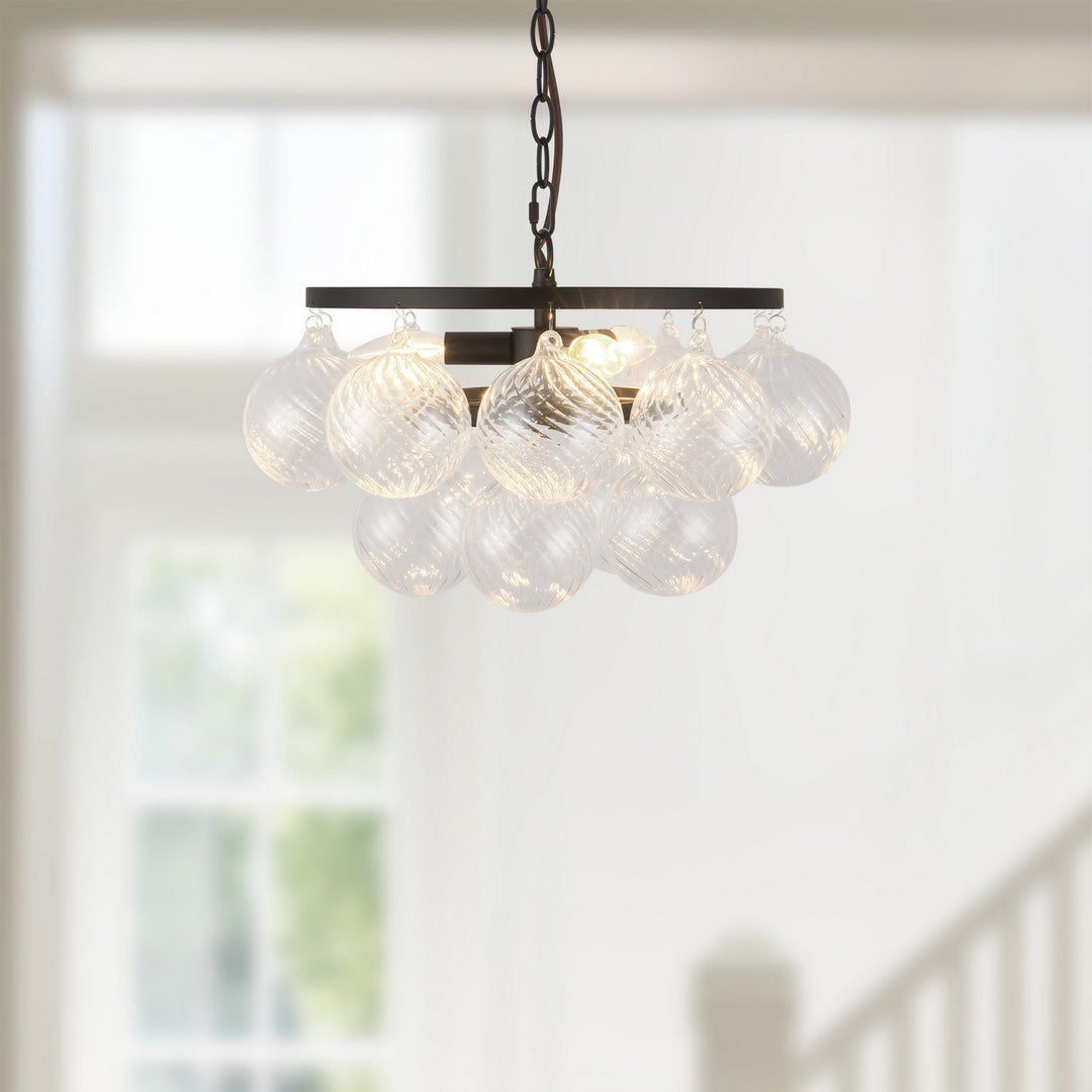 Alora Canada - CH654318MBRC - Three Light Chandelier - Faye - Matte Black/Clear Ribbed Glass