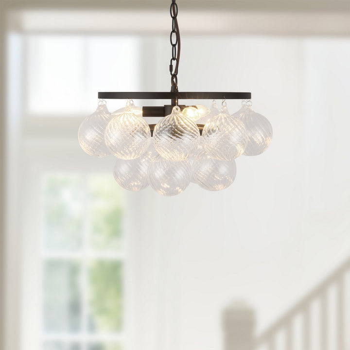 Alora Canada - CH654318MBRC - Three Light Chandelier - Faye - Matte Black/Clear Ribbed Glass