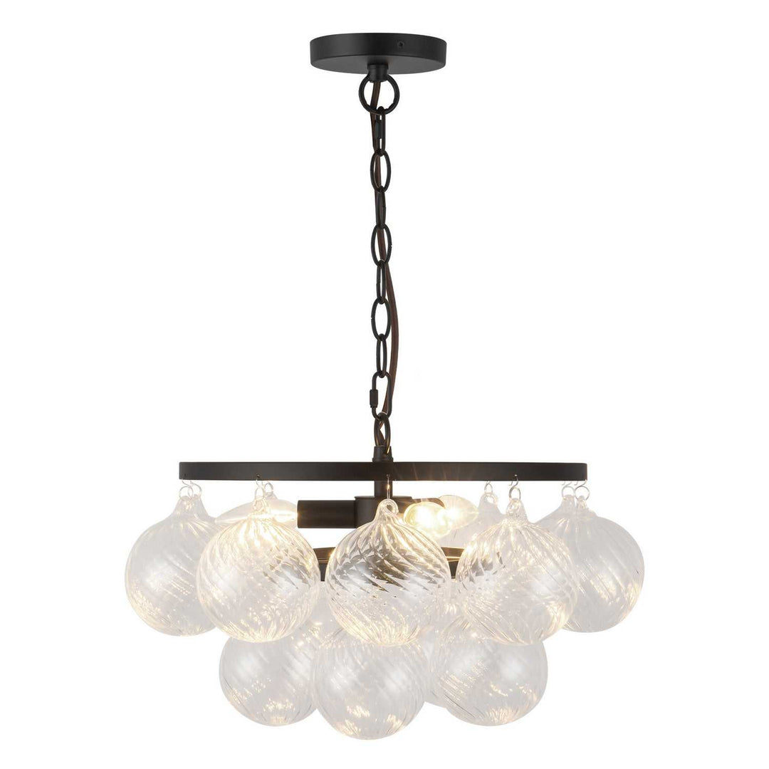 Alora Canada - CH654318MBRC - Three Light Chandelier - Faye - Matte Black/Clear Ribbed Glass