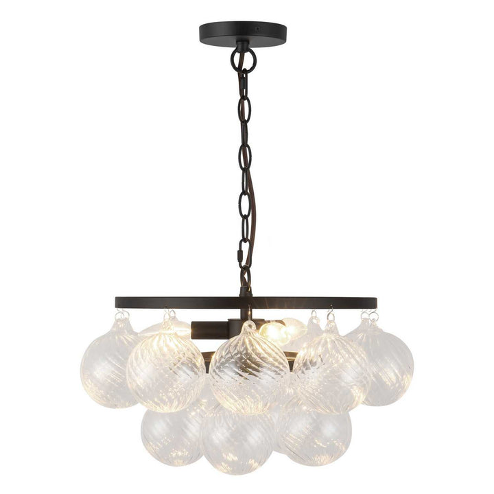 Alora Canada - CH654318MBRC - Three Light Chandelier - Faye - Matte Black/Clear Ribbed Glass