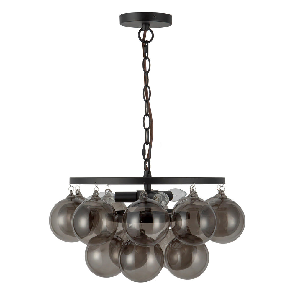 Alora Canada - CH654318MBSM - Three Light Chandelier - Faye - Matte Black/Smoked Solid Glass