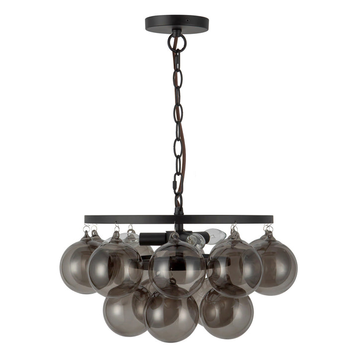 Alora Canada - CH654318MBSM - Three Light Chandelier - Faye - Matte Black/Smoked Solid Glass