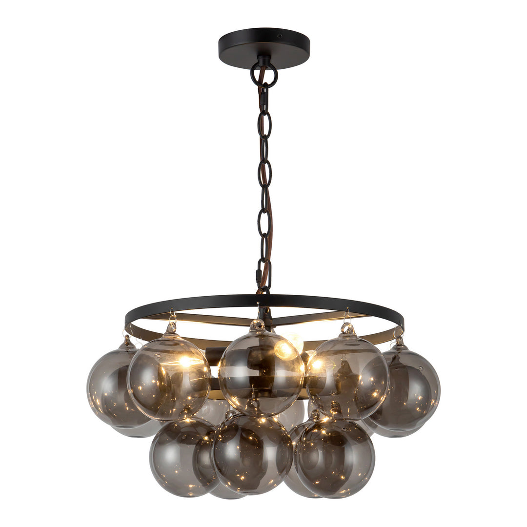 Alora Canada - CH654318MBSM - Three Light Chandelier - Faye - Matte Black/Smoked Solid Glass