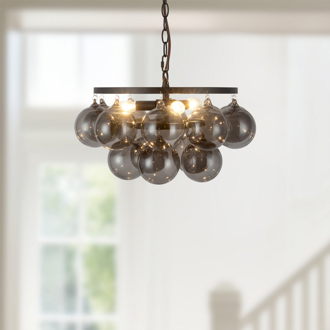 Alora Canada - CH654318MBSM - Three Light Chandelier - Faye - Matte Black/Smoked Solid Glass