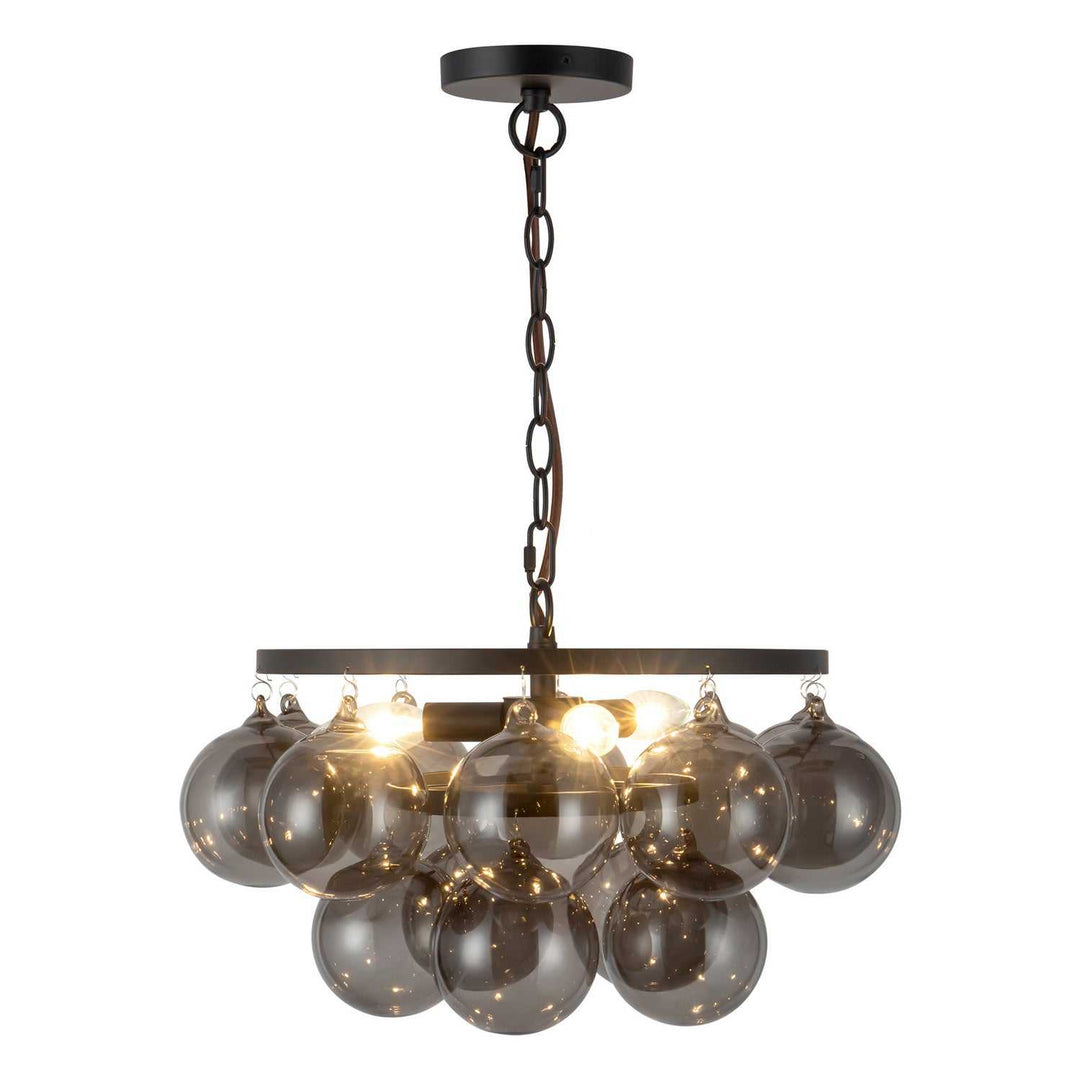 Alora Canada - CH654318MBSM - Three Light Chandelier - Faye - Matte Black/Smoked Solid Glass