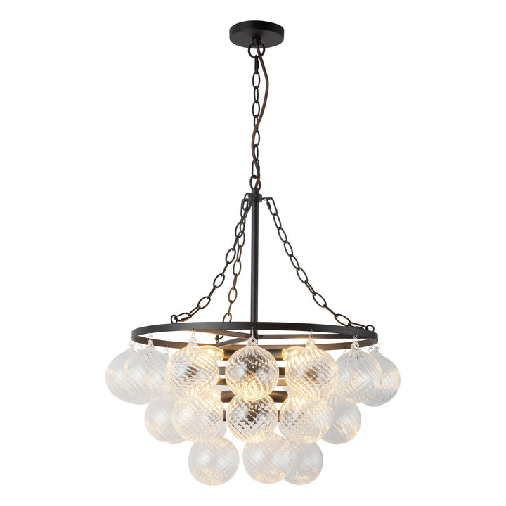 Alora Canada - CH654624MBRC - Six Light Chandelier - Faye - Matte Black/Clear Ribbed Glass
