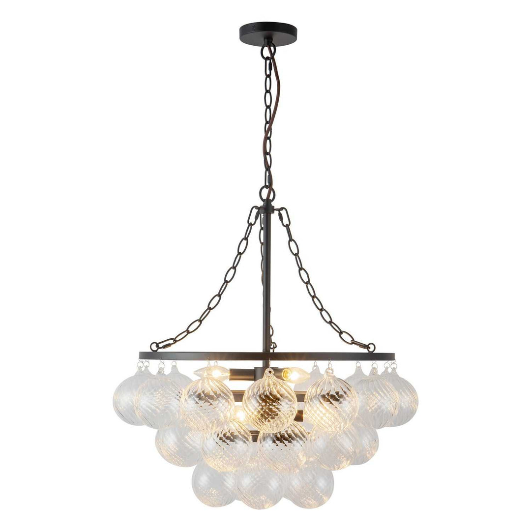 Alora Canada - CH654624MBRC - Six Light Chandelier - Faye - Matte Black/Clear Ribbed Glass