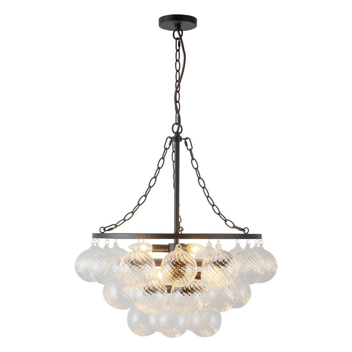 Alora Canada - CH654624MBRC - Six Light Chandelier - Faye - Matte Black/Clear Ribbed Glass