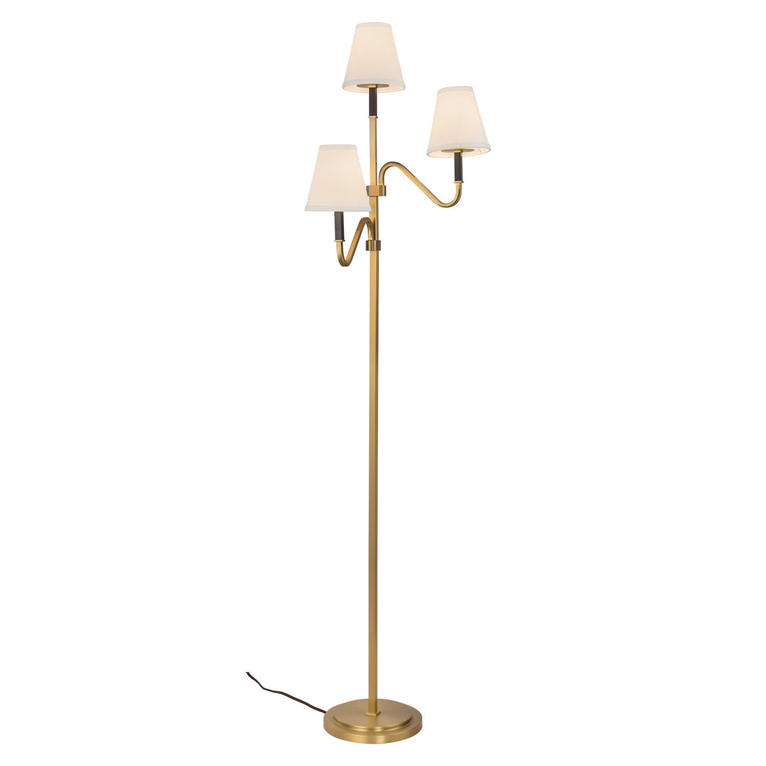 Alora Canada - FL445368BGWL - Three Light Floor Lamp - Sloan - Brushed Gold/White Linen