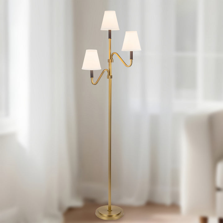 Alora Canada - FL445368BGWL - Three Light Floor Lamp - Sloan - Brushed Gold/White Linen