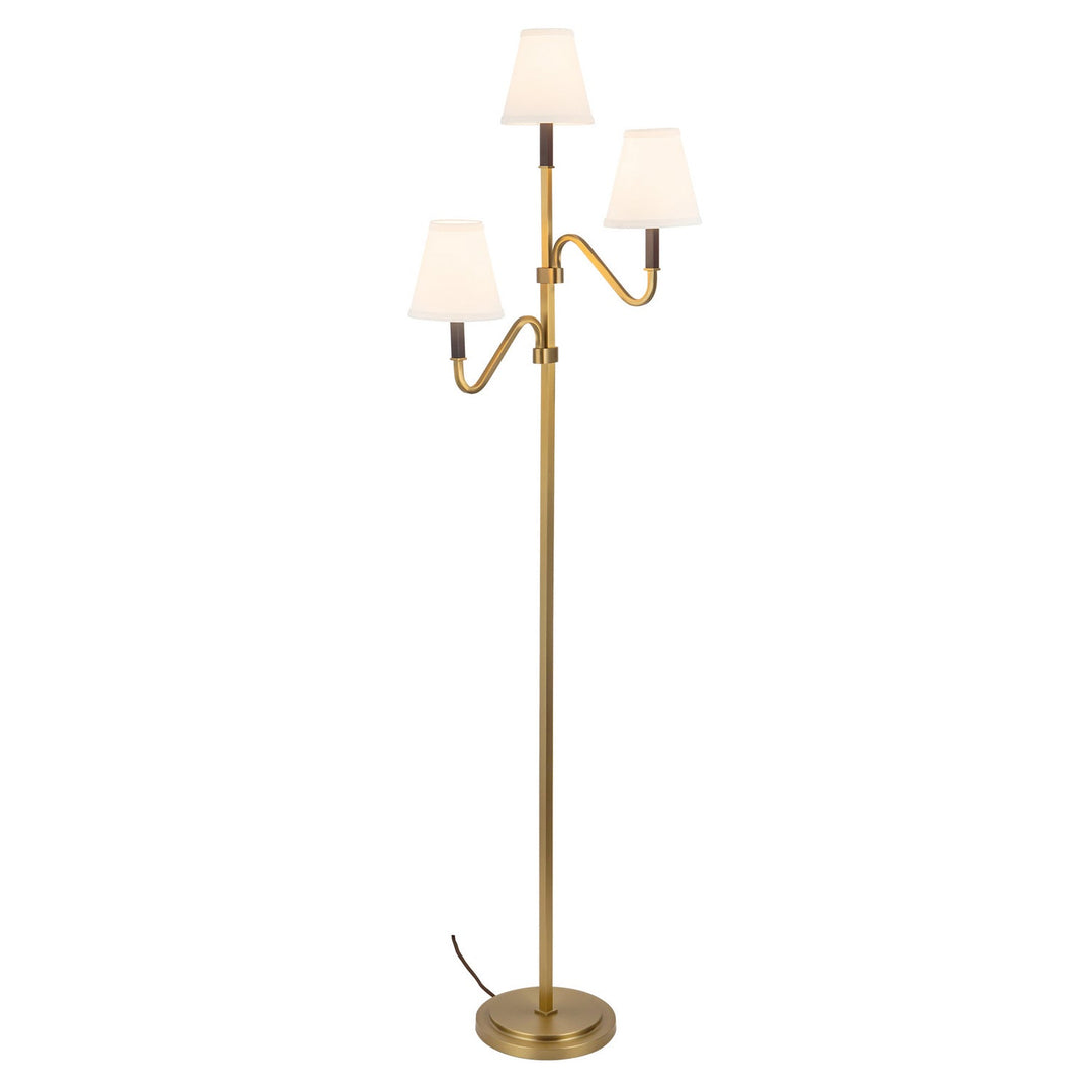 Alora Canada - FL445368BGWL - Three Light Floor Lamp - Sloan - Brushed Gold/White Linen