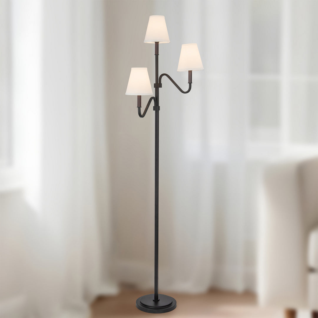 Alora Canada - FL445368MBWL - Three Light Floor Lamp - Sloan - Matte Black/White Linen