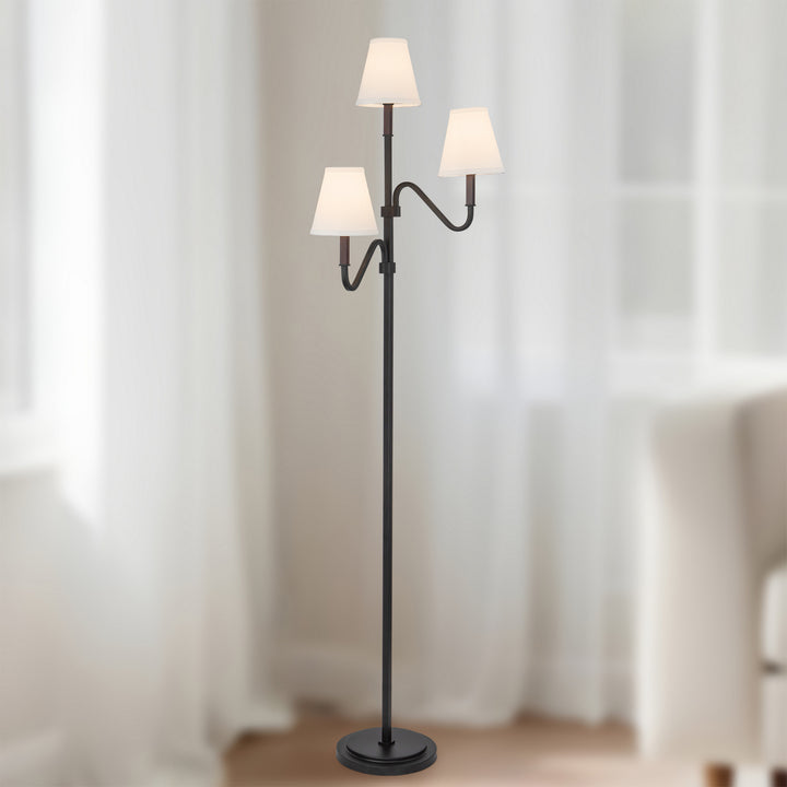 Alora Canada - FL445368MBWL - Three Light Floor Lamp - Sloan - Matte Black/White Linen