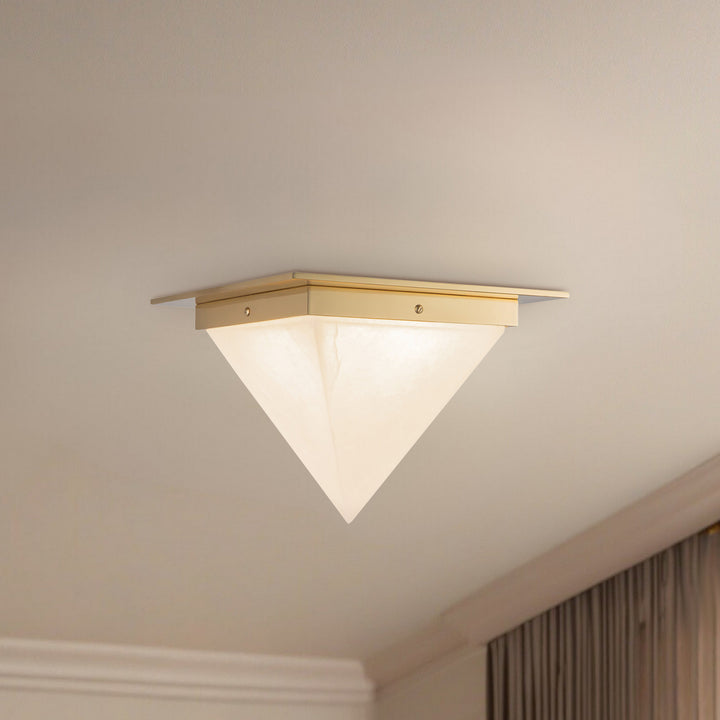 Alora Canada - FM345119PTBAR - One Light Flush Mount - Mineral - Patina Brass/Alabaster