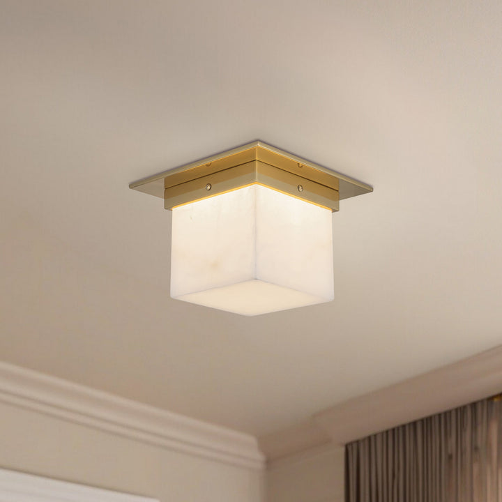Alora Canada - FM356085PTBAR - One Light Flush Mount - Mineral - Patina Brass/Alabaster