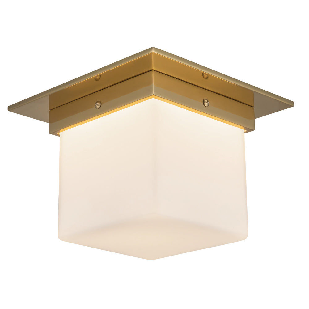 Alora Canada - FM356085PTBOP - One Light Flush Mount - Mineral - Patina Brass/Opal Glass