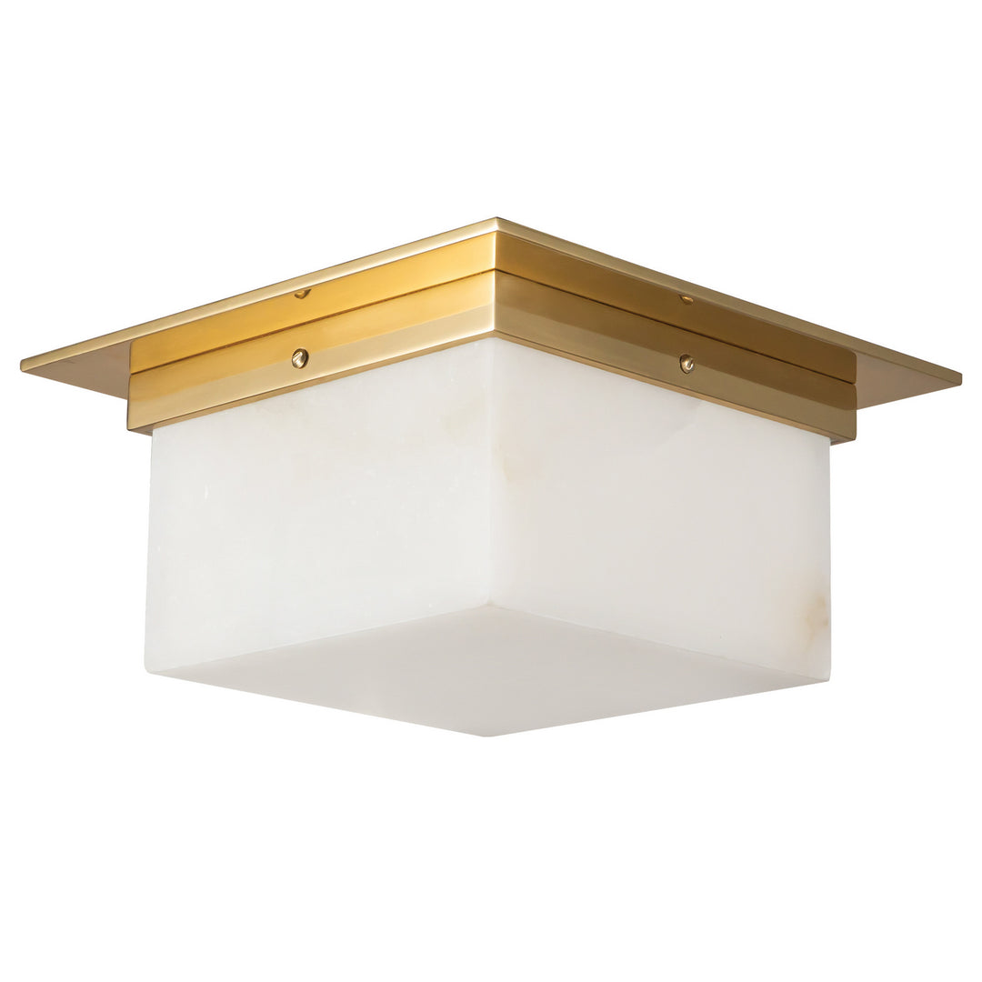 Alora Canada - FM356115PTBAR - Two Light Flush Mount - Mineral - Patina Brass/Alabaster