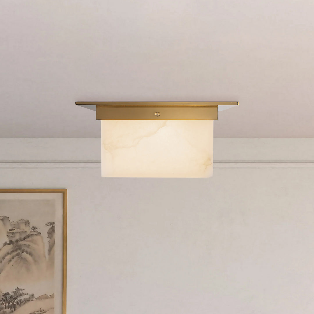 Alora Canada - FM356115PTBAR - Two Light Flush Mount - Mineral - Patina Brass/Alabaster