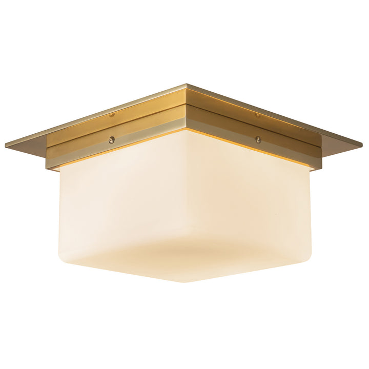 Alora Canada - FM356115PTBOP - Two Light Flush Mount - Mineral - Patina Brass/Opal Glass