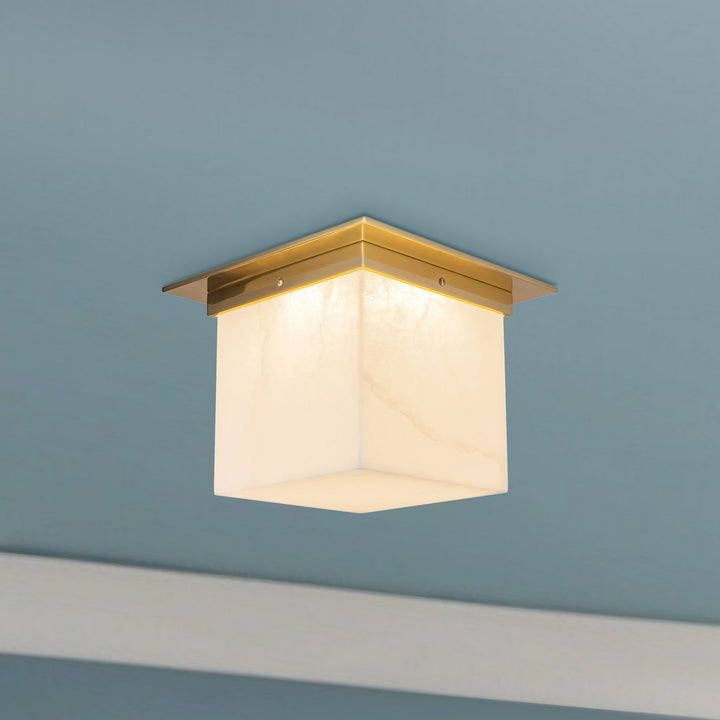 Alora Canada - FM356118PTBAR - One Light Flush Mount - Mineral - Patina Brass/Alabaster