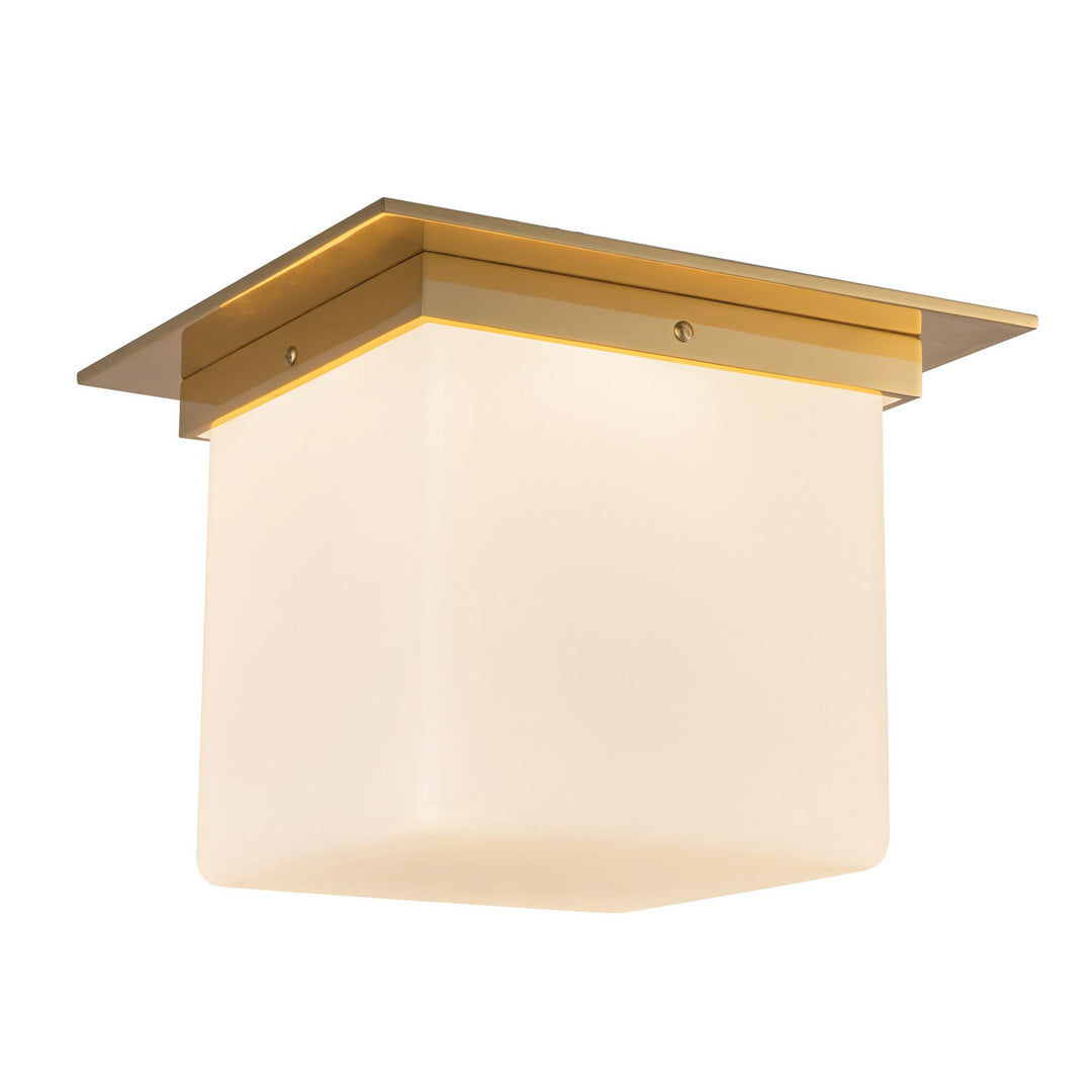 Alora Canada - FM356118PTBOP - One Light Flush Mount - Mineral - Patina Brass/Opal Glass