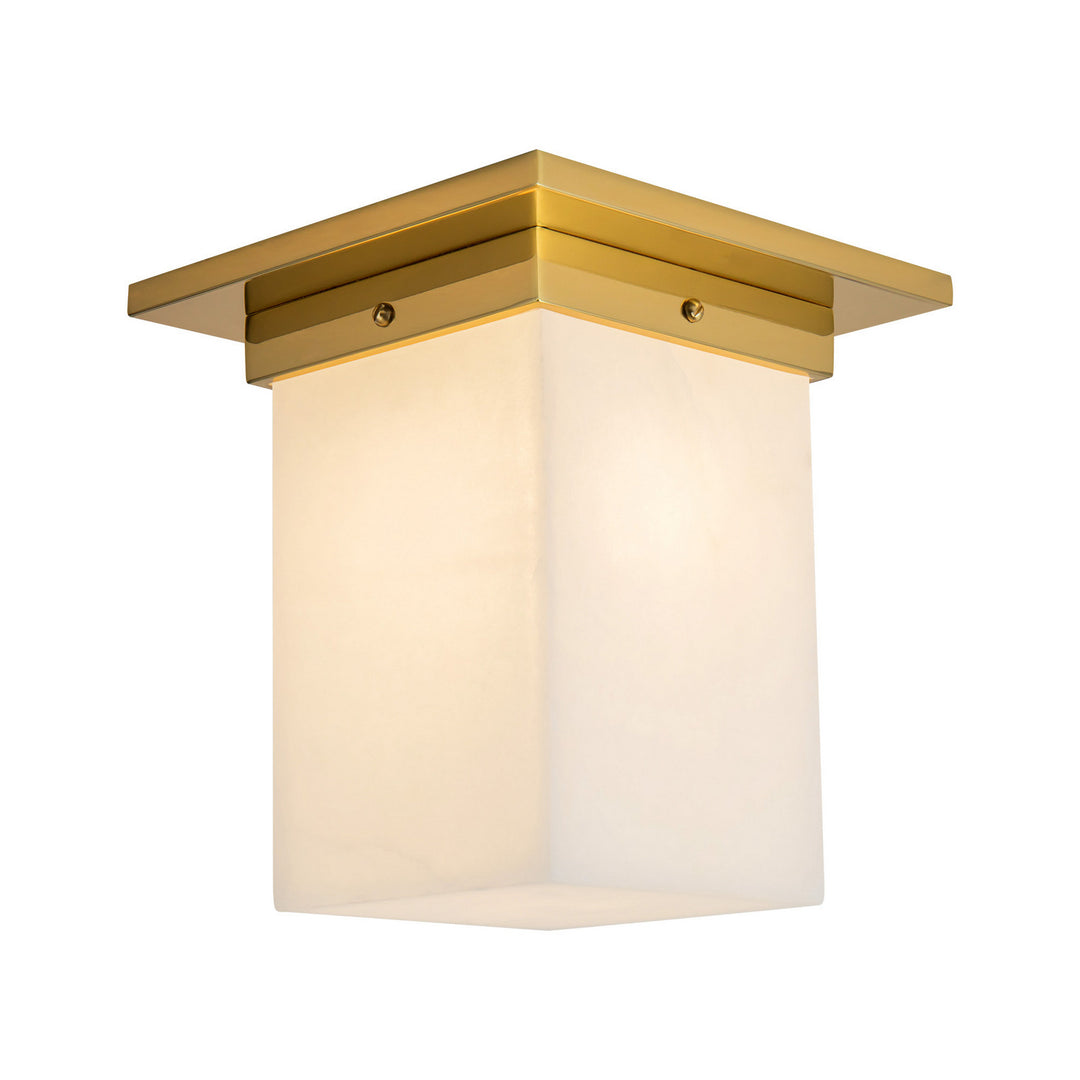 Alora Canada - FM356808PTBAR - One Light Flush Mount - Mineral - Patina Brass/Alabaster