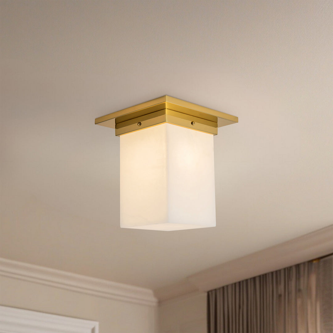 Alora Canada - FM356808PTBAR - One Light Flush Mount - Mineral - Patina Brass/Alabaster