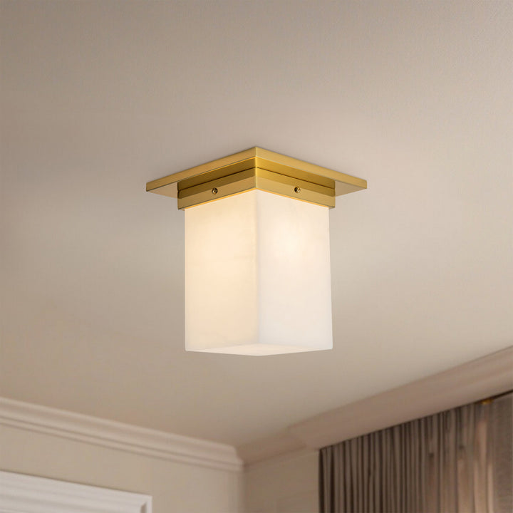 Alora Canada - FM356808PTBAR - One Light Flush Mount - Mineral - Patina Brass/Alabaster