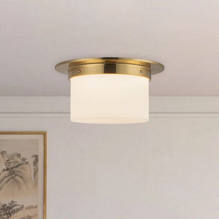 Alora Canada - FM360115PTBOP - Two Light Flush Mount - Mineral - Patina Brass/Opal Glass