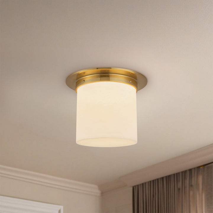 Alora Canada - FM360118PTBAR - One Light Flush Mount - Mineral - Patina Brass/Alabaster