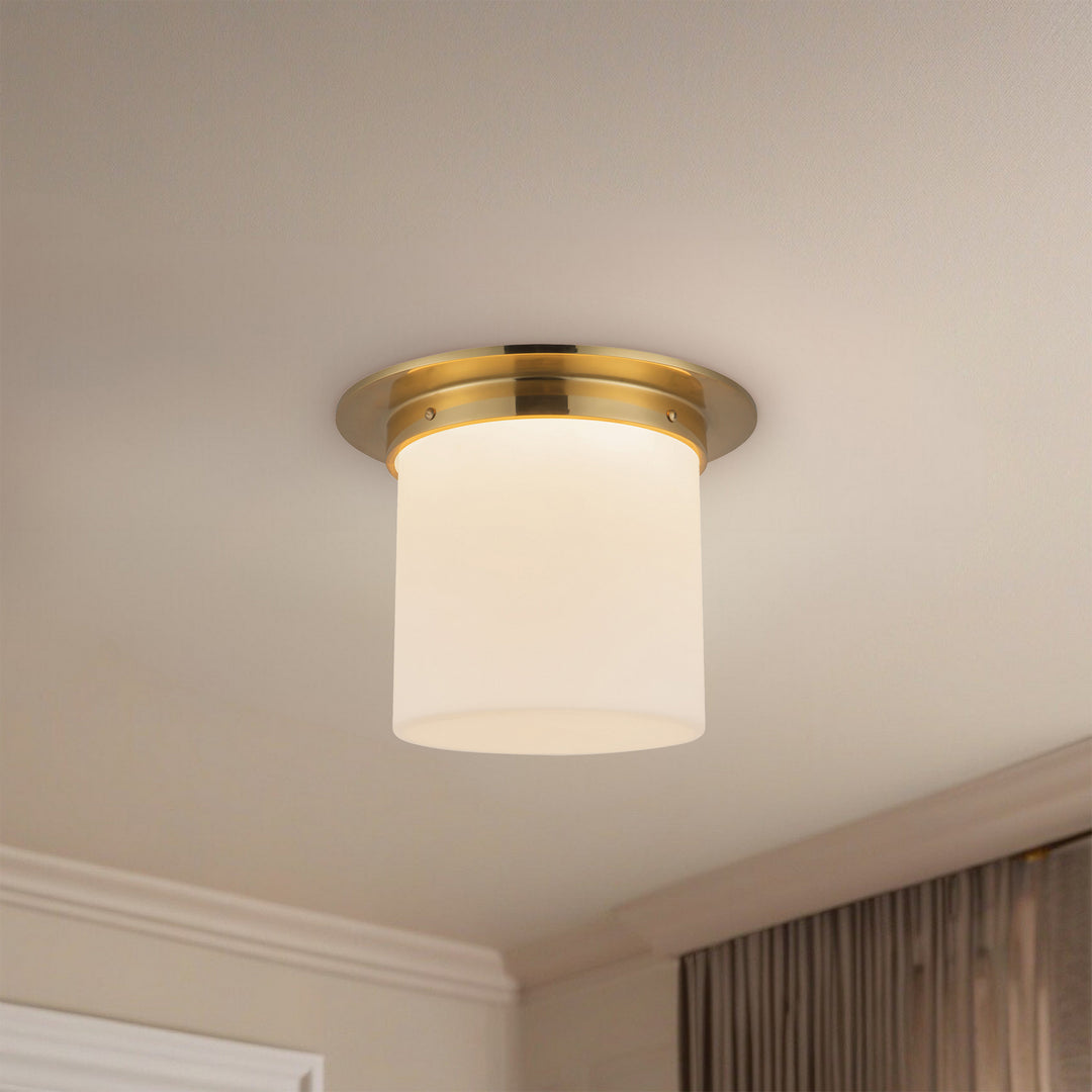 Alora Canada - FM360118PTBOP - One Light Flush Mount - Mineral - Patina Brass/Opal Glass