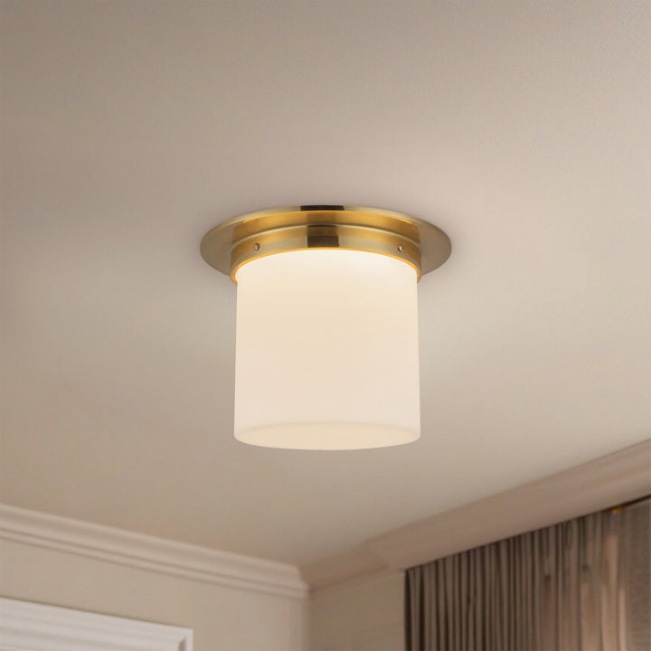 Alora Canada - FM360118PTBOP - One Light Flush Mount - Mineral - Patina Brass/Opal Glass