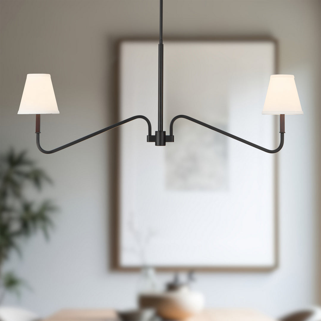Alora Canada - LP445242MBWL - Two Light Linear Pendant - Sloan - Matte Black/White Linen