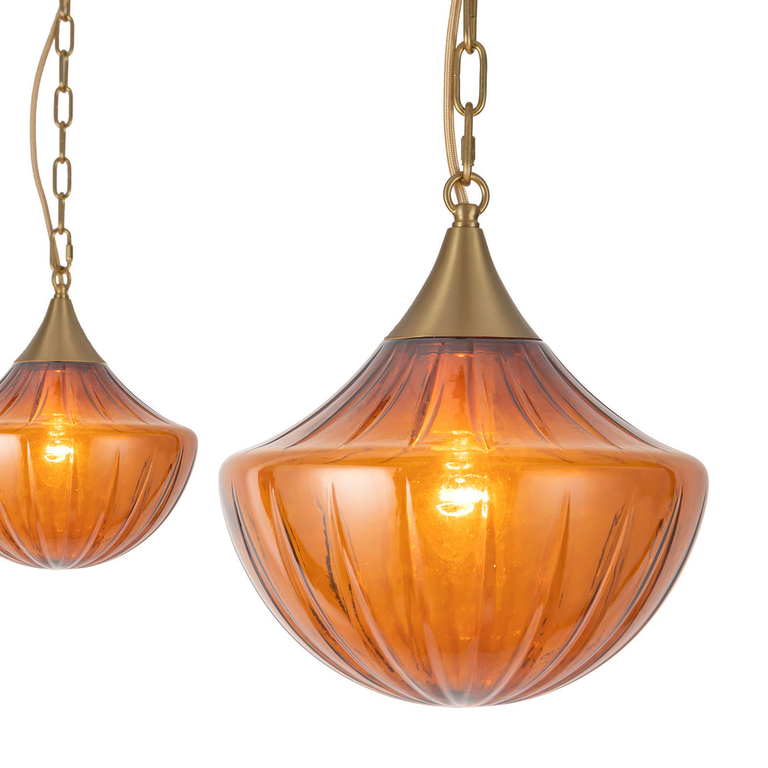 Alora Canada - MP651312BGAM - Three Light Pendant - Farrah - Brushed Gold/Amber