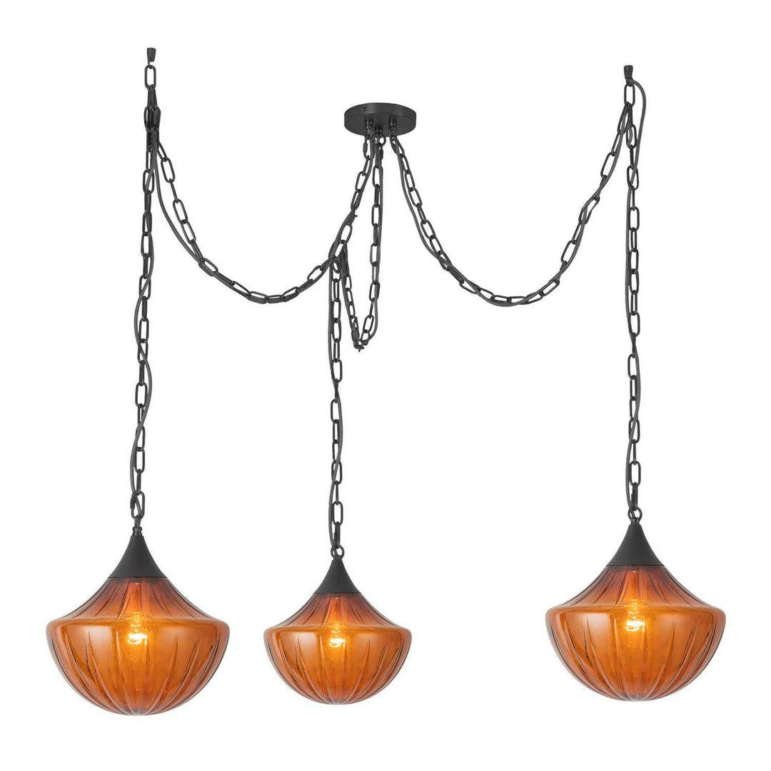 Alora Canada - MP651312MBAM - Three Light Pendant - Farrah - Matte Black/Amber