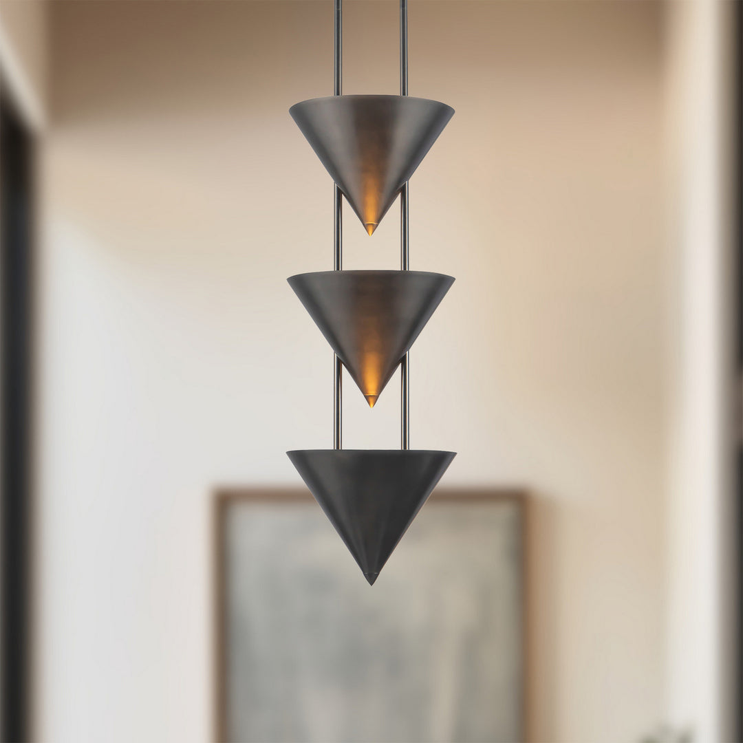 Alora Canada - PD341328STA - Three Light Pendant - Versus - Aged Steel