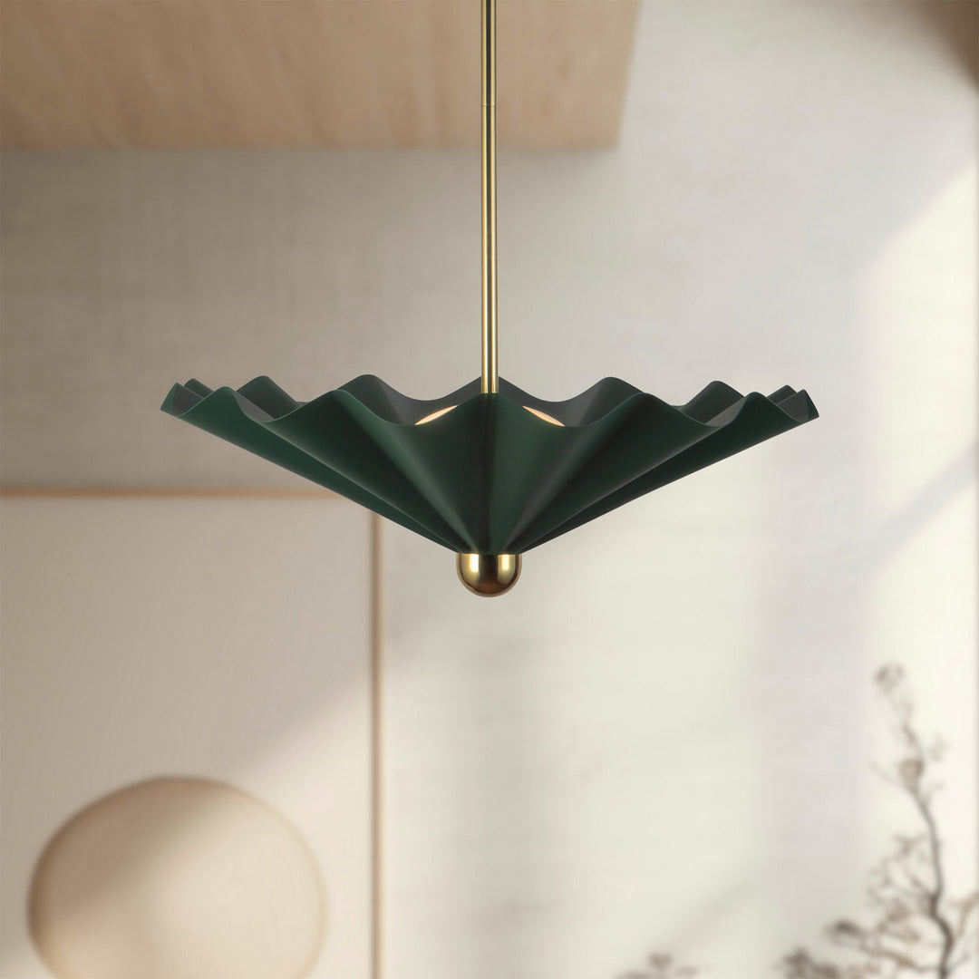 Alora Canada - PD354125PGN - LED Pendant - Furrow - Pine Green