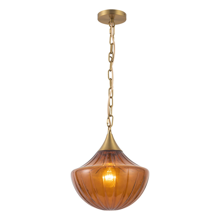 Alora Canada - PD651012BGAM - One Light Pendant - Farrah - Brushed Gold/Amber