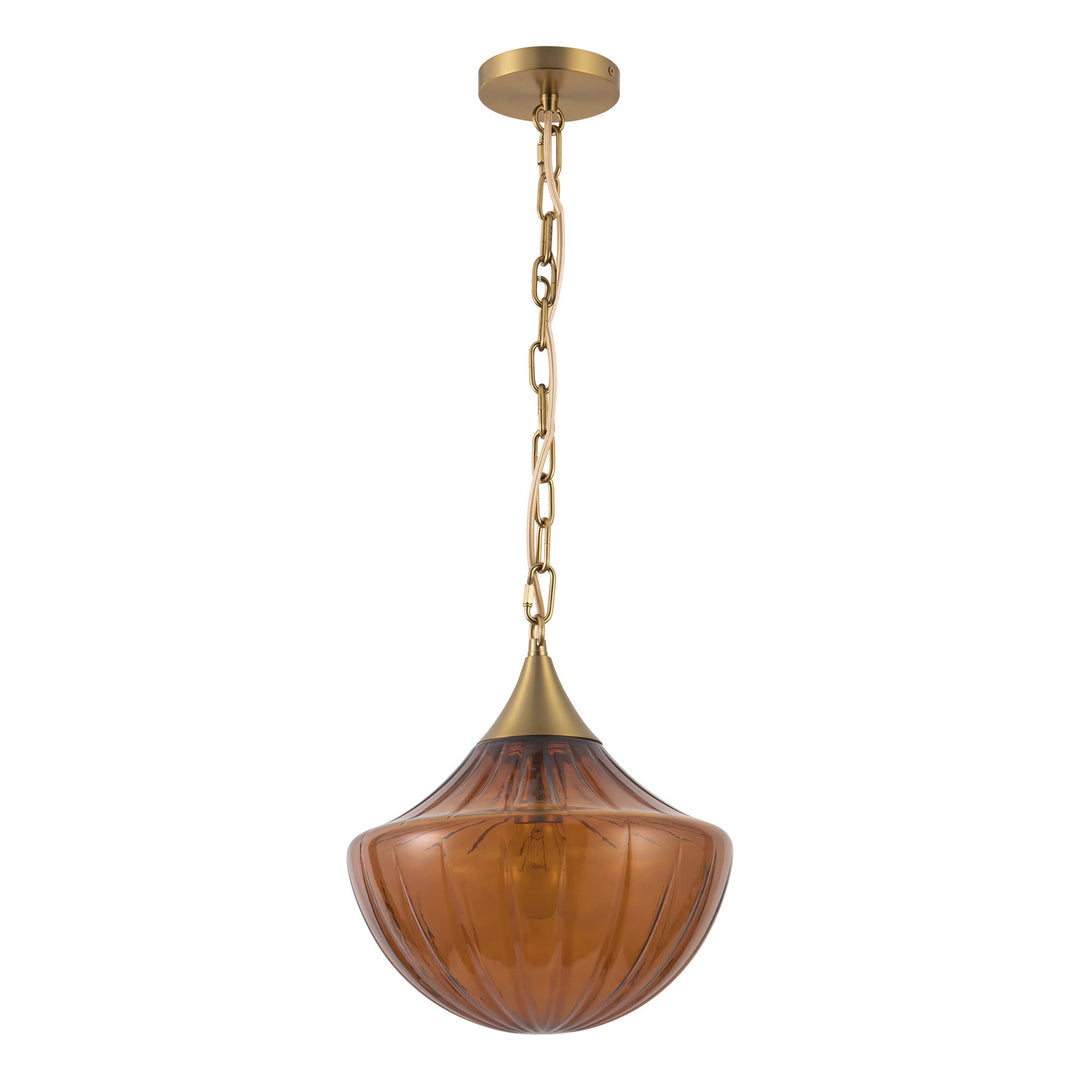 Alora Canada - PD651012BGAM - One Light Pendant - Farrah - Brushed Gold/Amber