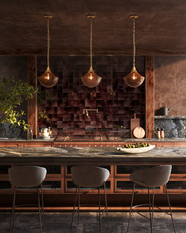 Alora Canada - PD651012BGAM - One Light Pendant - Farrah - Brushed Gold/Amber