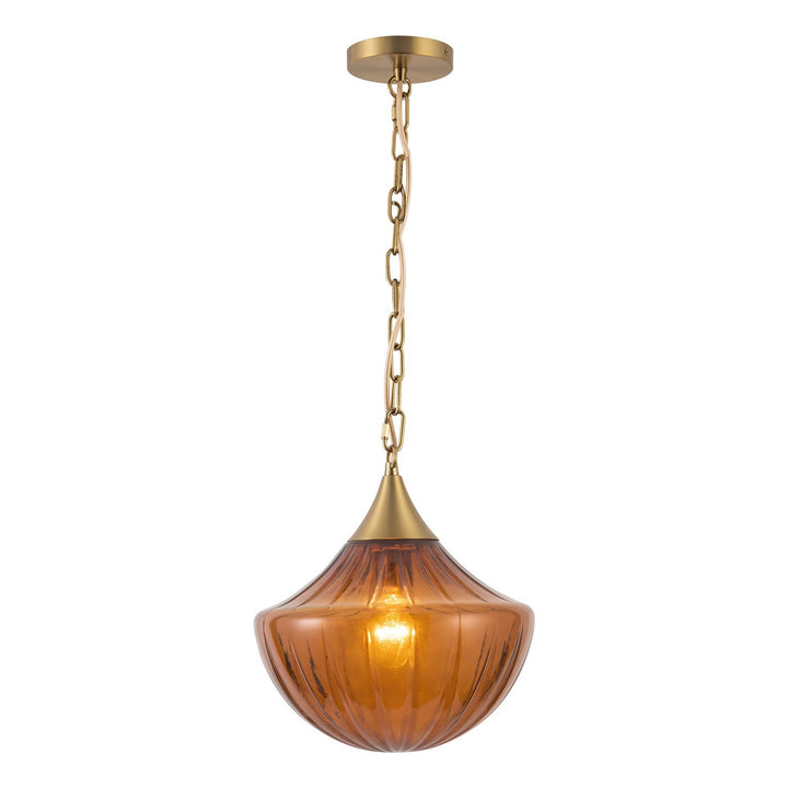 Alora Canada - PD651012BGAM - One Light Pendant - Farrah - Brushed Gold/Amber