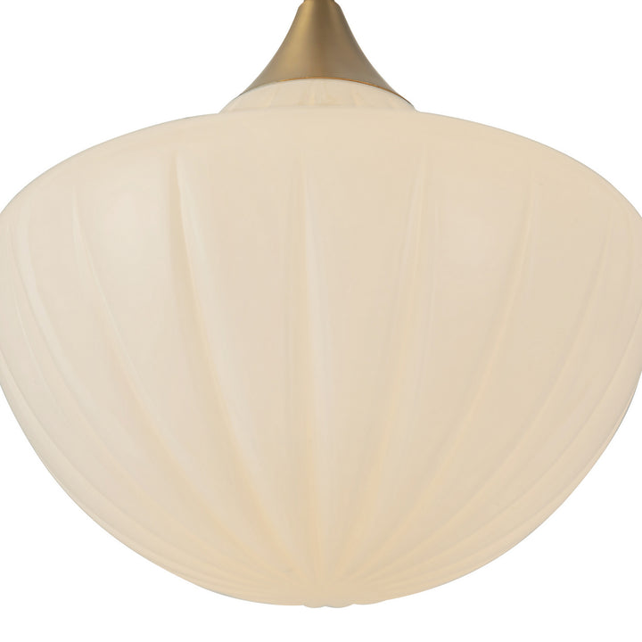 Alora Canada - PD651012BGGR - One Light Pendant - Farrah - Brushed Gold/Glossy Ribbed Opal Glass