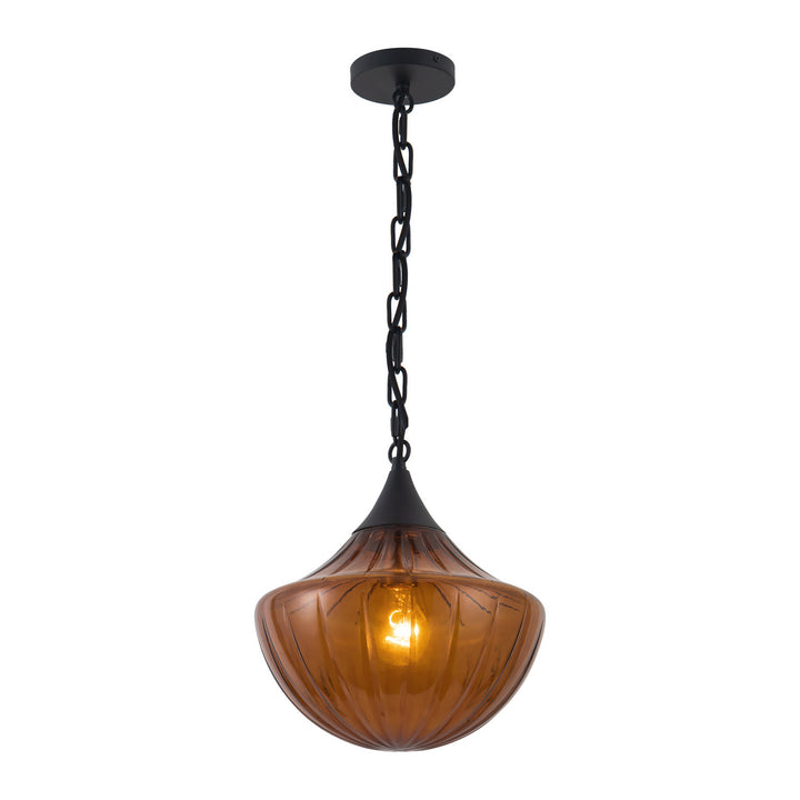 Alora Canada - PD651012MBAM - One Light Pendant - Farrah - Matte Black/Amber